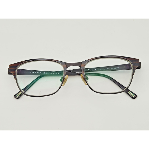 KLIIK Denmark 570 Brown Authentic Designer Metal Frames Eyeglasses 49-18-140 - Picture 1 of 14